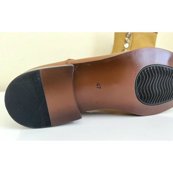 Mens 12 Two Tone Leather Button Boots 1920s Style zip Leather Suede Natbee - Picture 12 of 16